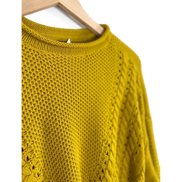 BDG Urban Outfitters Oversized Chunky Knit Cropped Sweater, Chartreuse Green -XS - Picture 4 of 10